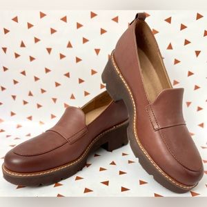 Women’s Naturalizer DARRY Lug Chunky Sole Loafers Rich Brown Leather Uppers 6.5